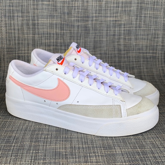 Nike Shoes - Nike Blazer Low Platform Women's Sneakers White and Pink